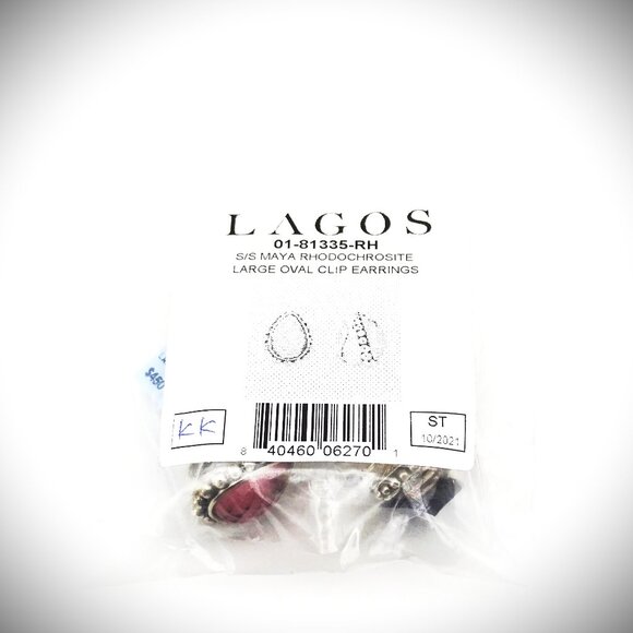 LAGOS Maya Sterling Silver Rhodochrosite Faceted Doublets Large Earrings - Picture 10 of 10